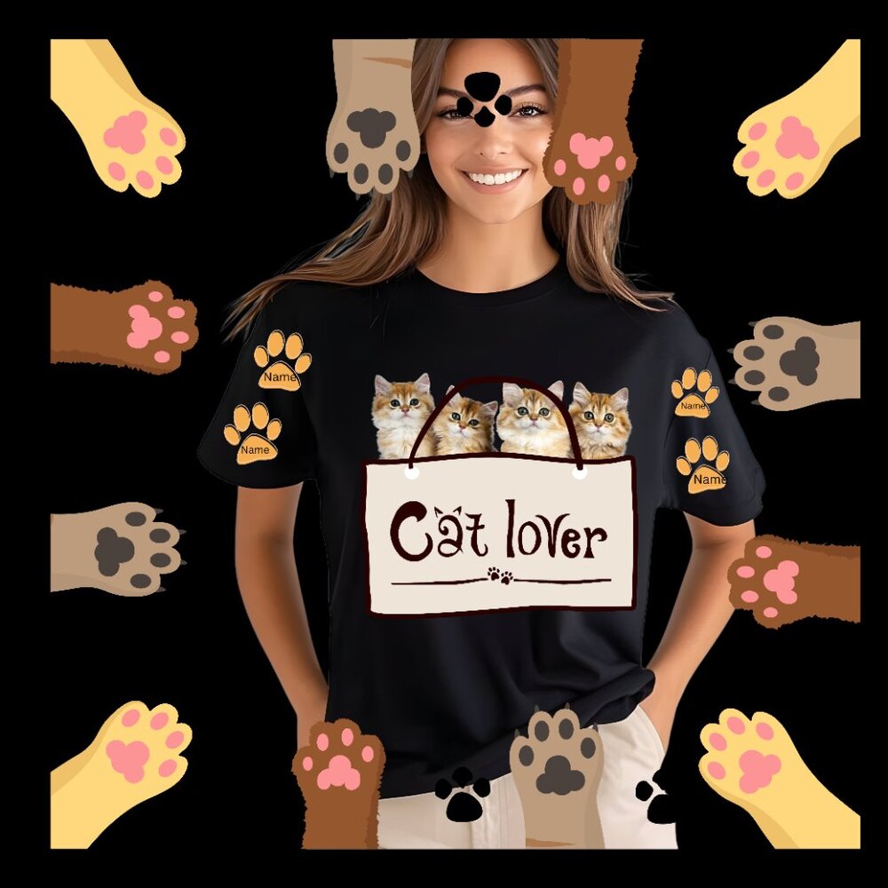 Orange Ragdoll Kittens Paw Prints with Names Cat lovers gift